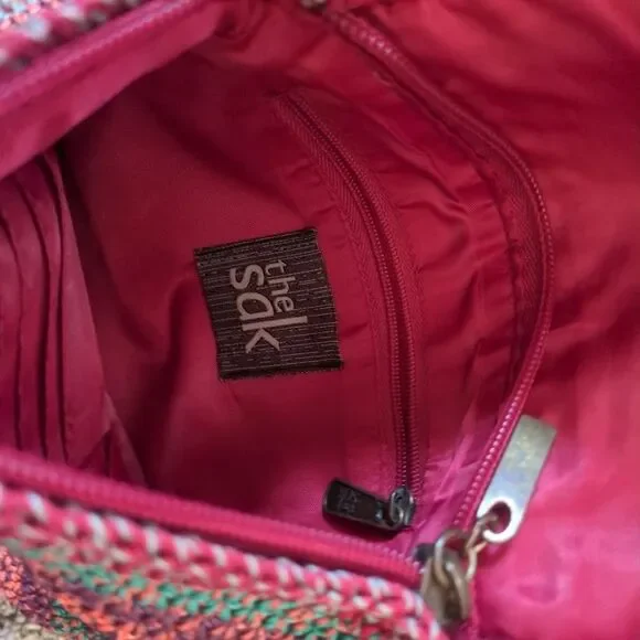 The Sak Crocheted Riviera Hobo Red Bohemian Stripe Shoulder Bag - Picture 5 of 8